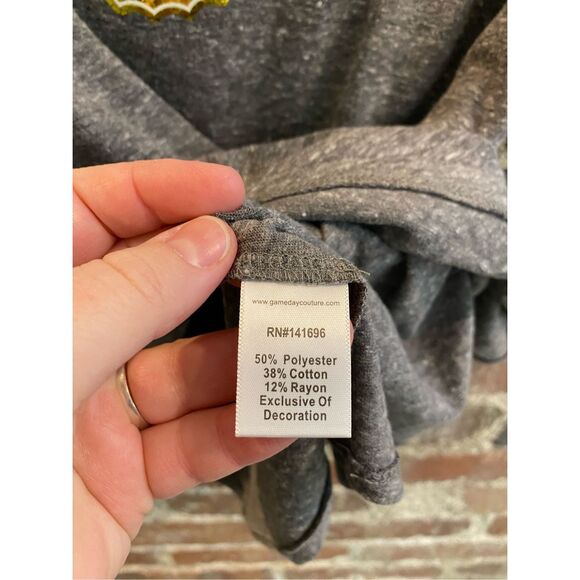 IOWA HAWKEYES Gold Glitter, Gray Cut-out Baseball 3/4 Sleeve T-Shirt Gameday Cou - Picture 3 of 10